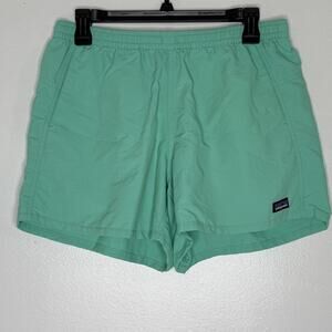 Patagonia Baggies Shorts Womens Medium Mint Green Nylon Elastic Waist Quick Dry